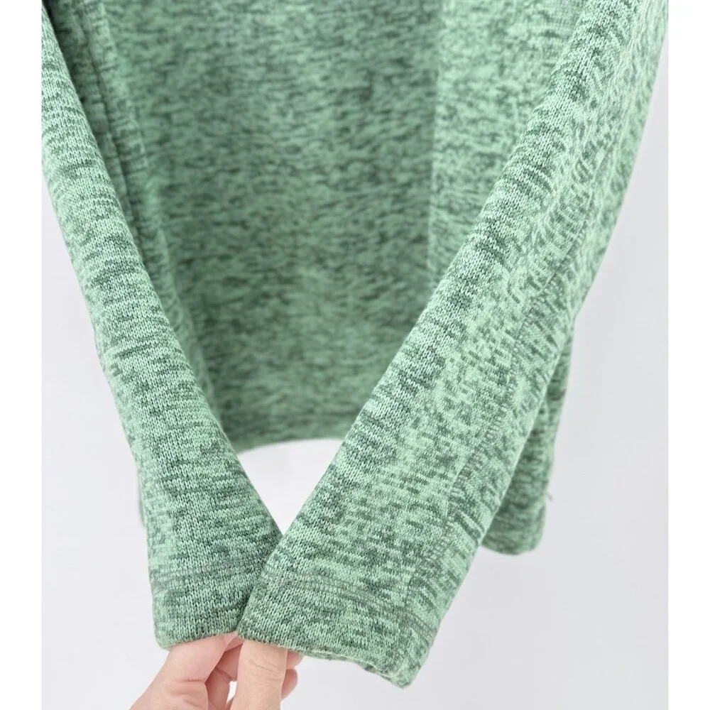 Lands' End Men's Green 1/4 Zip Fleece Pullover Sz M Zipper Arm, Logo Branded SBL